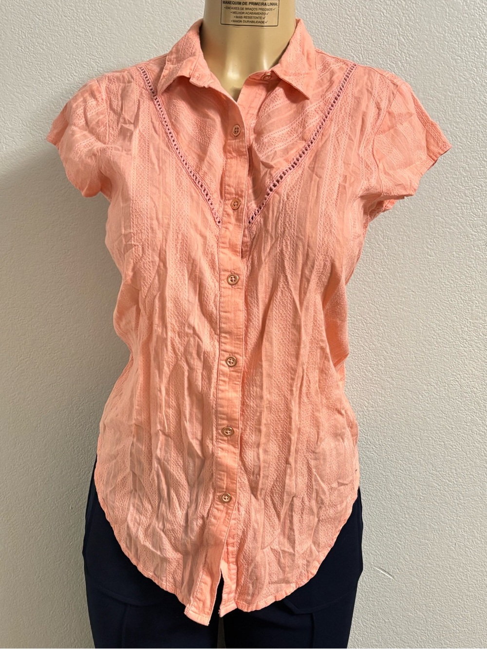 Ariat Peach Short-Sleeve Button Front Blouse